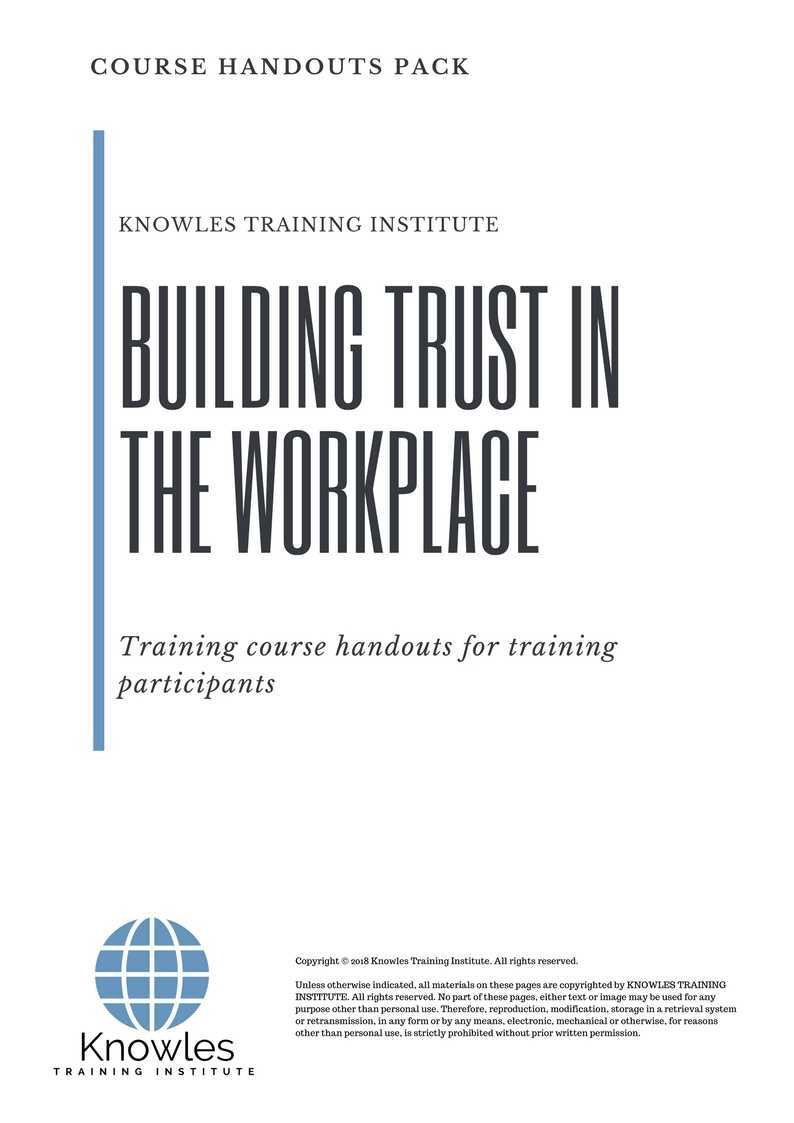 Building Trust In The Workplace Training Course in Germany Handouts