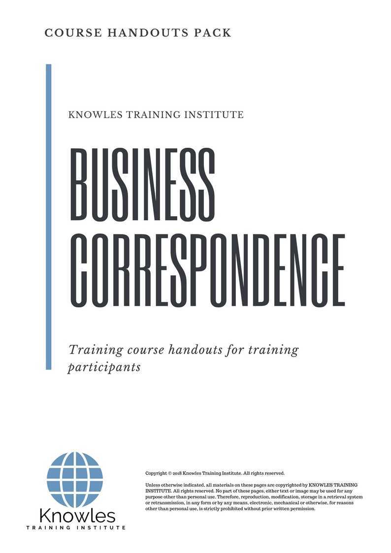 Business Correspondence Training Course in Germany Handouts