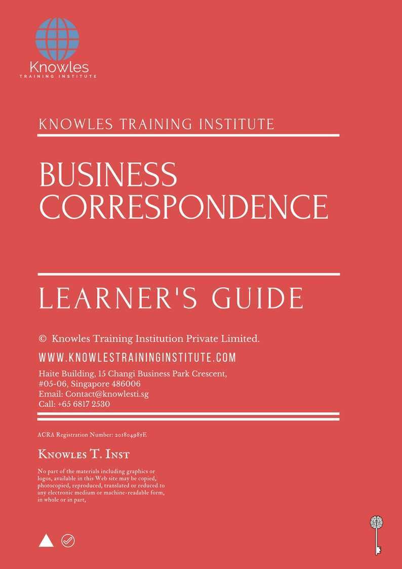 Business Correspondence Training Course in Germany Learner’s Guide