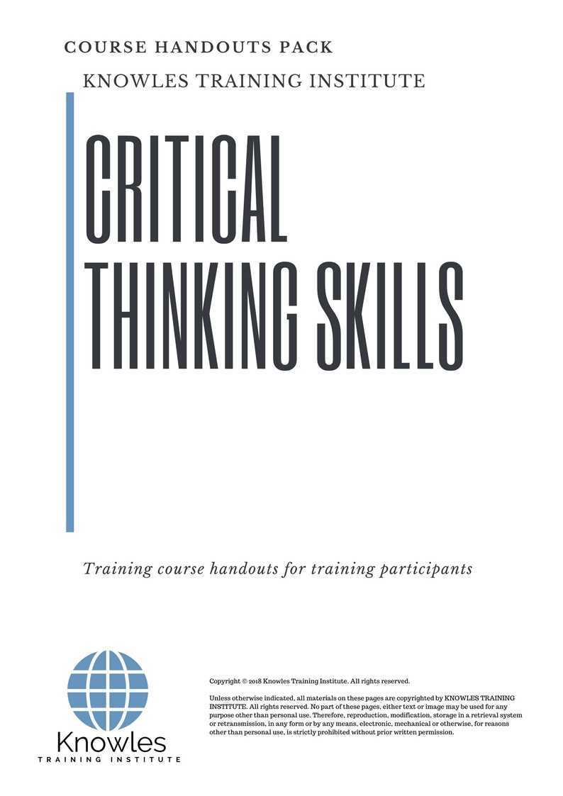 Critical Thinking Skills Training Course in Germany Handouts