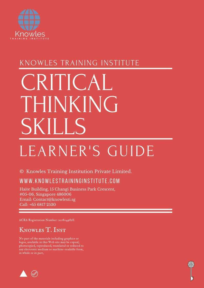 Critical Thinking Skills Training Course in Germany Learner’s Guide
