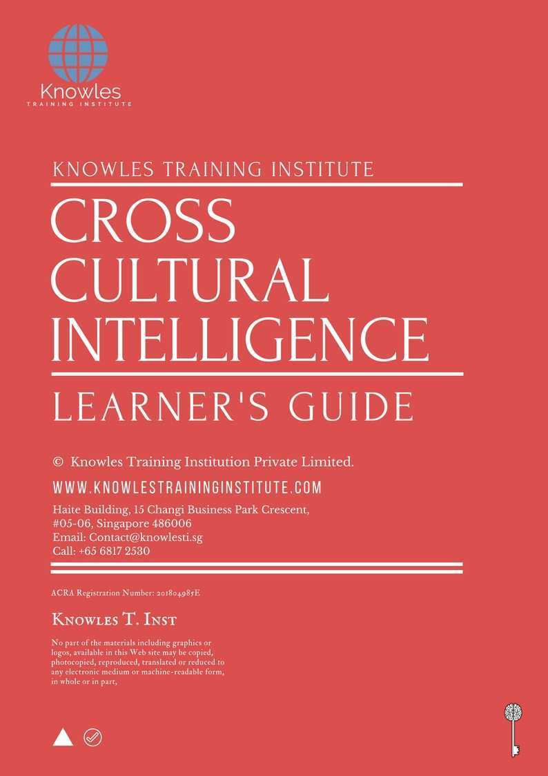 Cross Cultural Intelligence Training Course in Germany Learner’s Guide