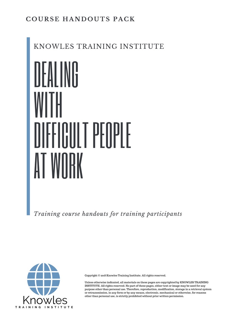 Dealing With Difficult People At Work Course in Germany Handouts