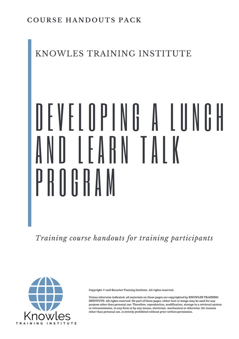 Developing A Lunch And Learn Talk Program Training Course Germany Handouts