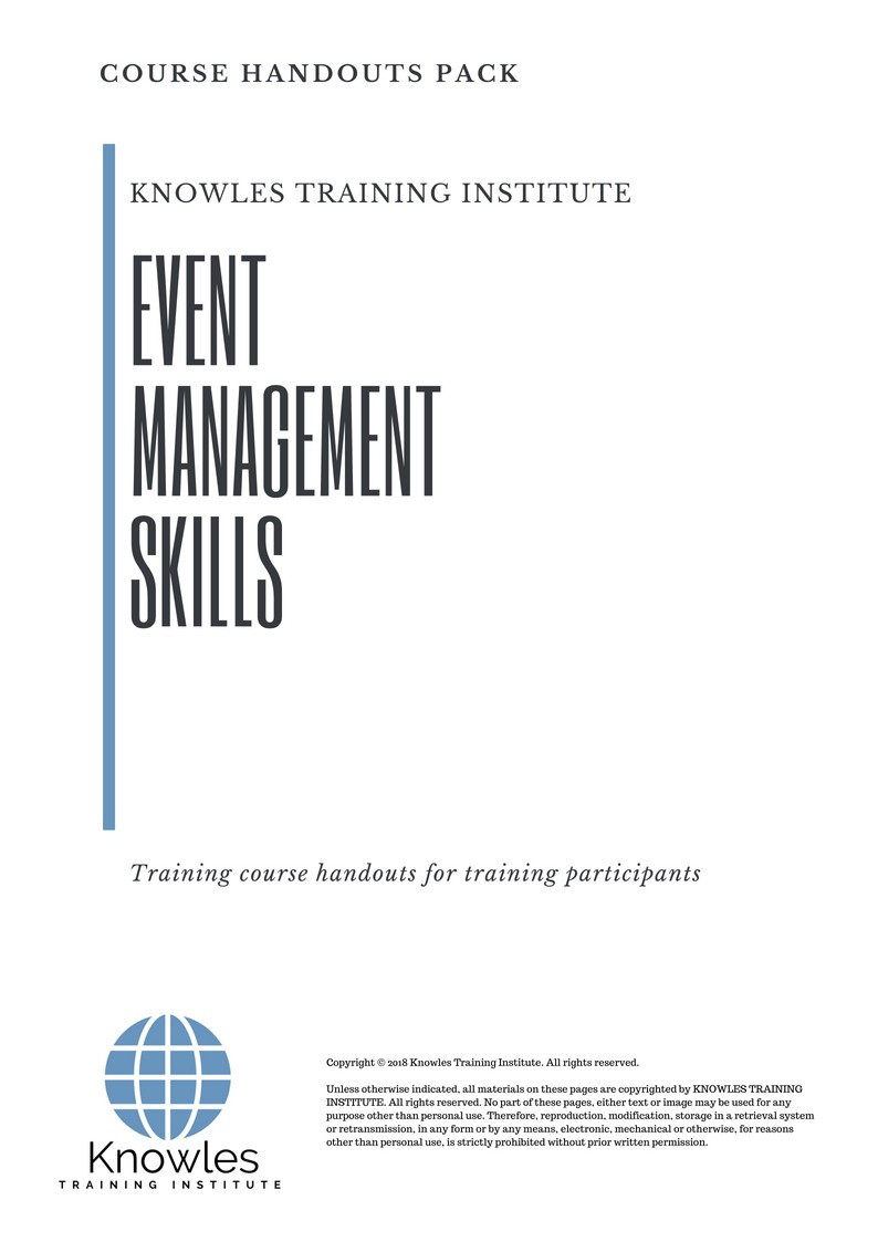 Event Management Skills Course in Germany Handouts