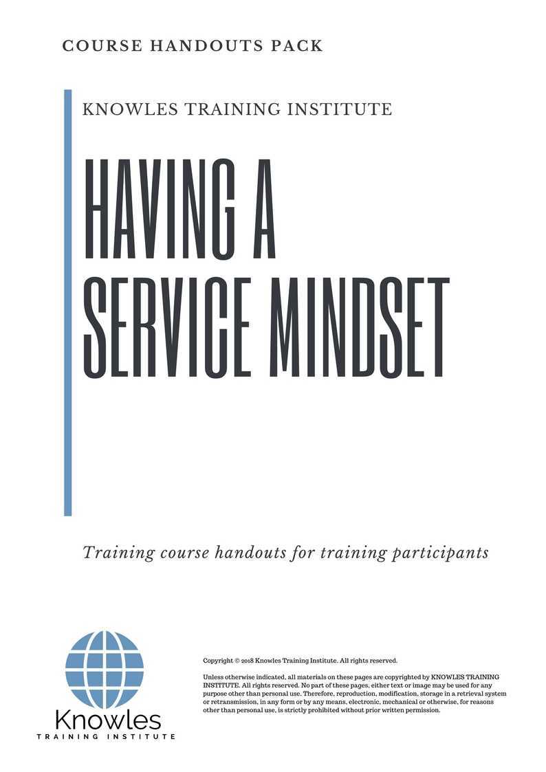 Having A Service Mindset Training Course in Germany Handouts