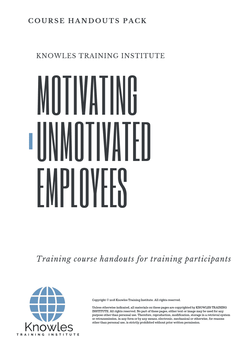 Motivating Unmotivated Employees Course in Germany Handouts