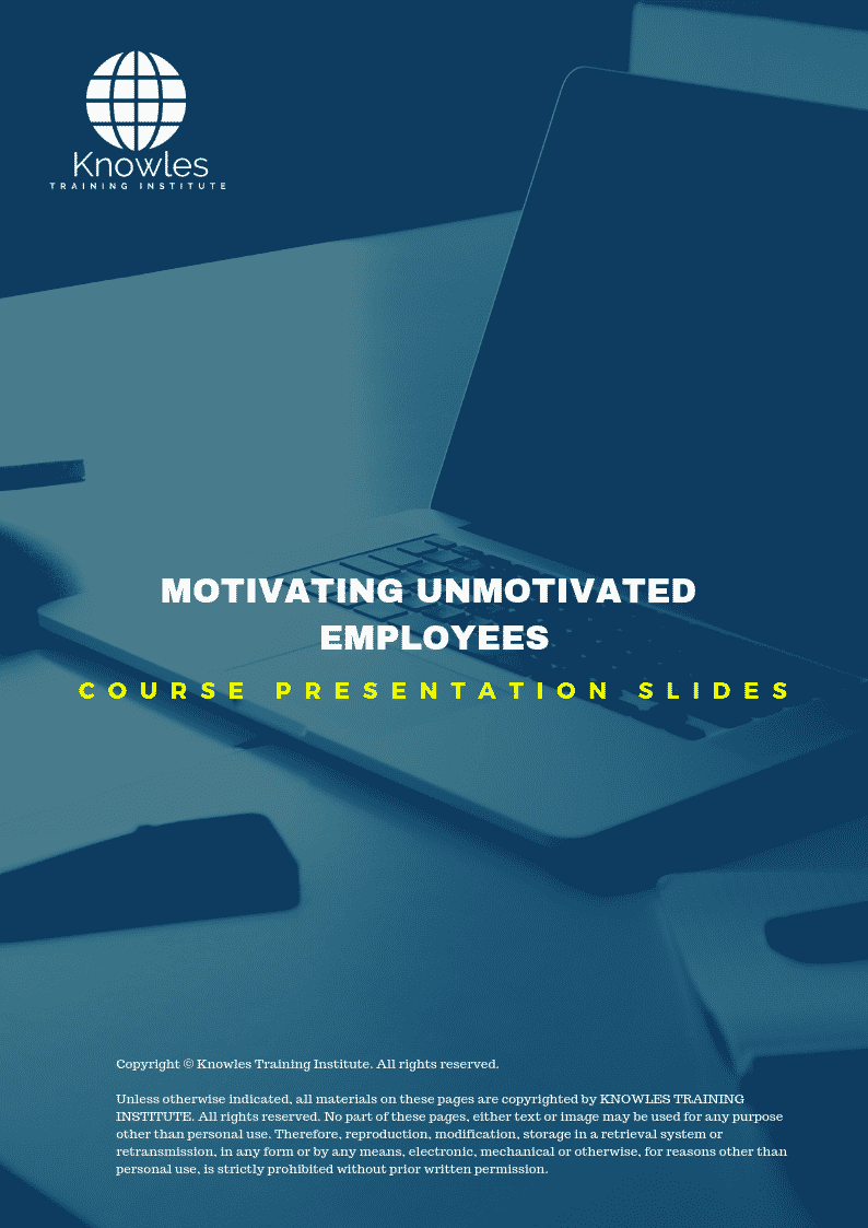 Motivating Unmotivated Employees in Germany PPT Slides Used During Course