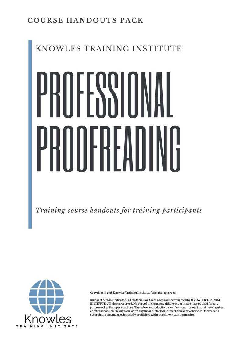 Professional Proofreading Training Course in Germany Handouts