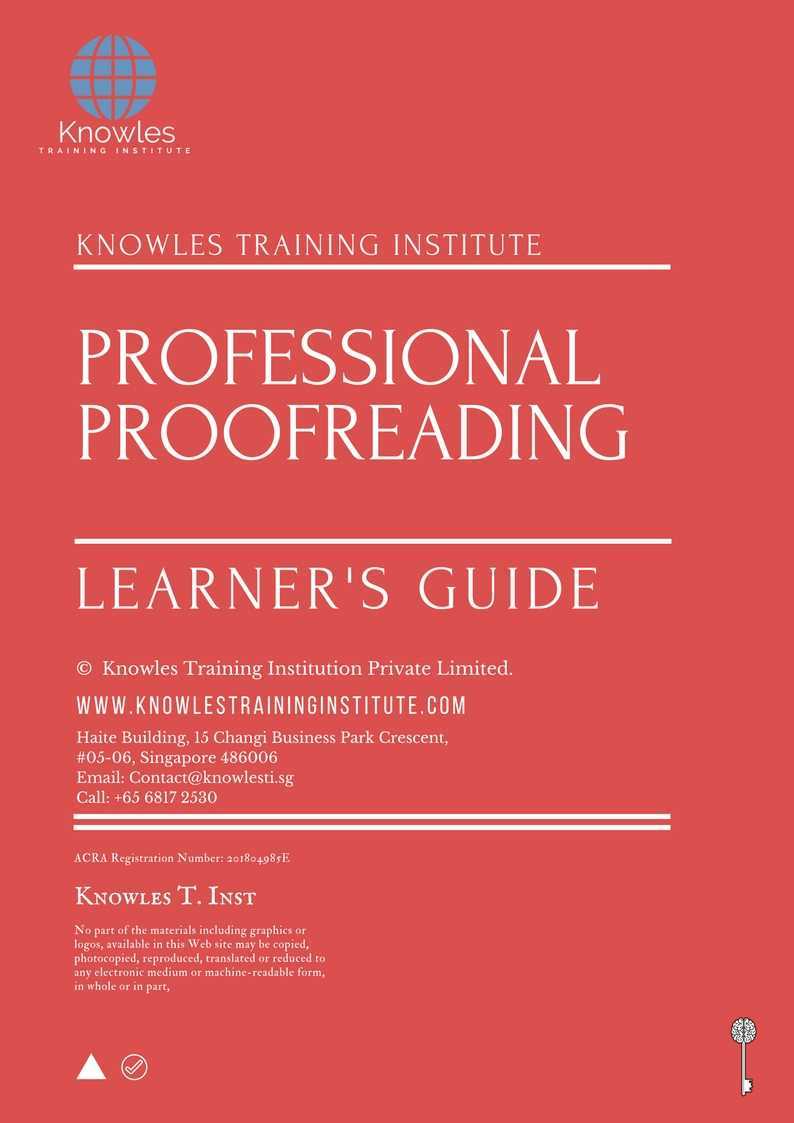Professional Proofreading Training Course in Germany Learner’s Guide