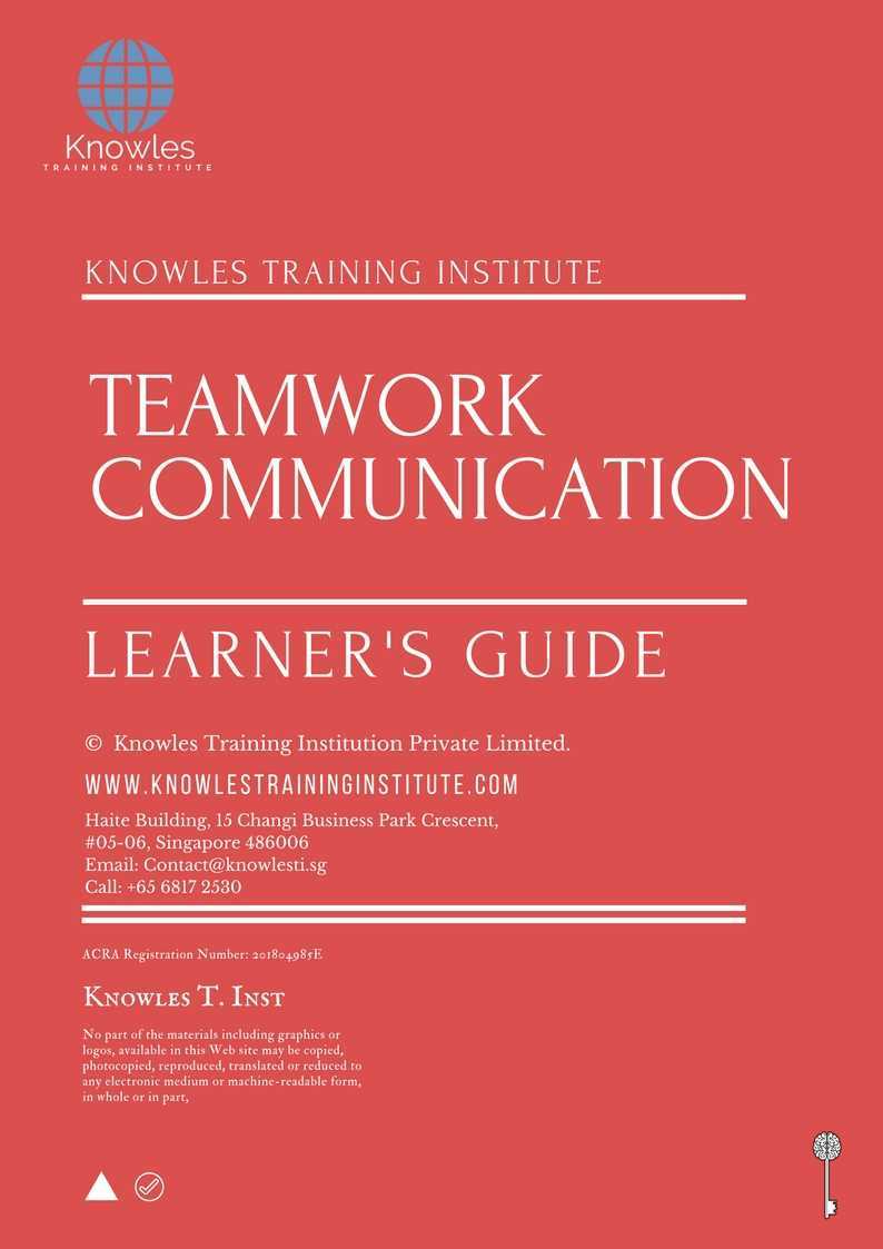 Teamwork Communication Training Course in Germany Learner’s Guide