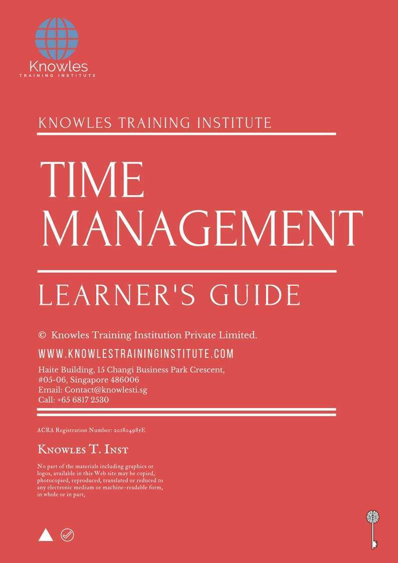 Time Management Training Course in Germany Learner’s Guide