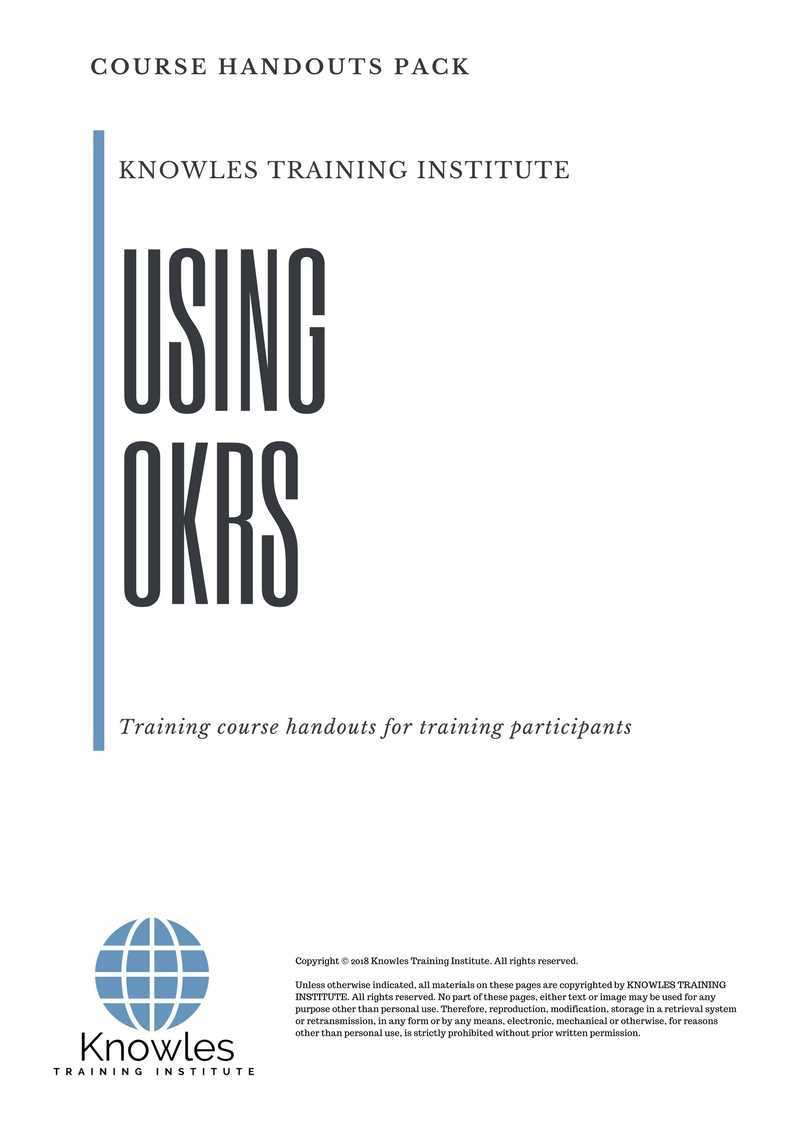 Using Okrs Training Course in Germany Handouts