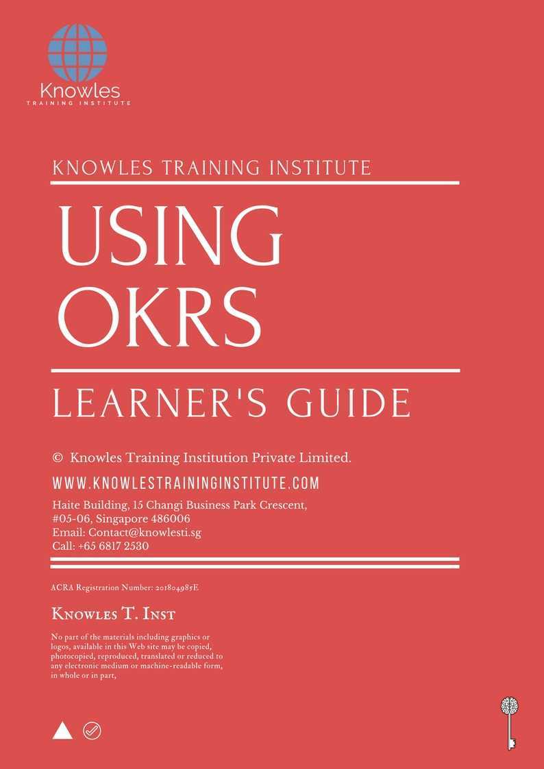 Using Okrs Training Course in Germany Learner’s Guide